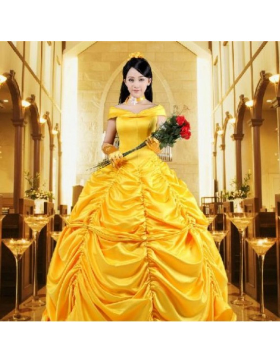 Beauty And The Beast Belle Dress Ball Gown Cosplay Costume