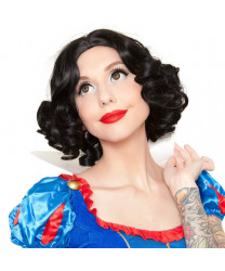 Snow White Black Short Curly Heat Resistant Fiber Cosplay Wig