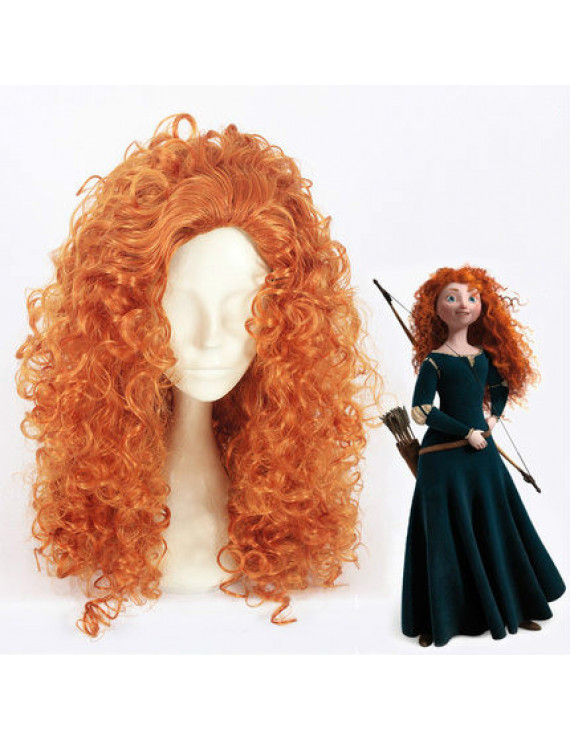 Brave Merida Princess Long Kinky Curly Cosplay Wig