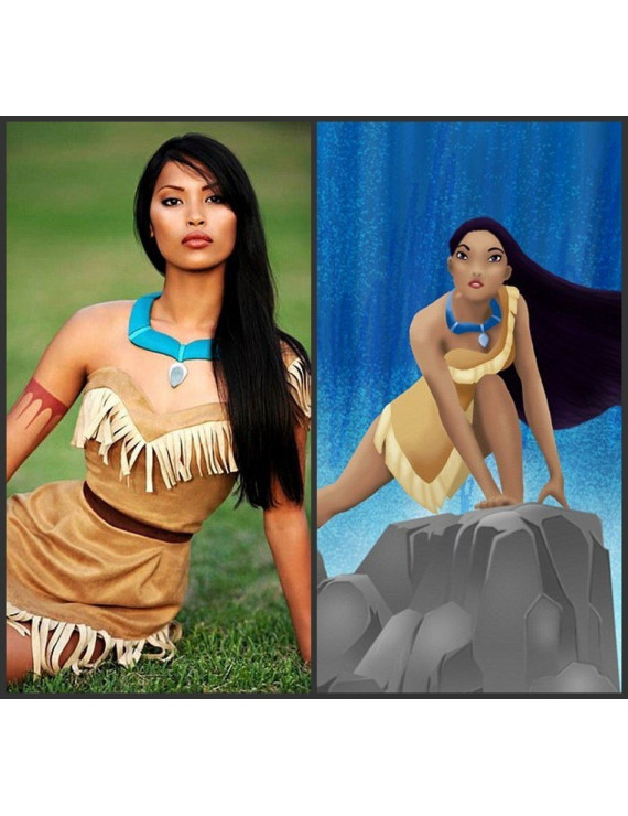 Princess Pocahontas Black Long Straight Cosplay Wig