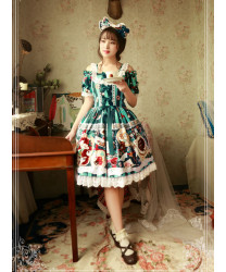 Cotton Lace Classic Lolita Short Sleeve Dress Magic Tea Party Sweet Christmas Party Dress