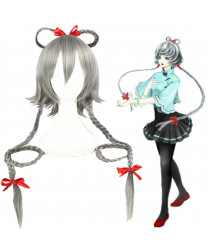 Vocaloid Luo Tianyi Gray With Red Ribbon Anime Cosplay Wig