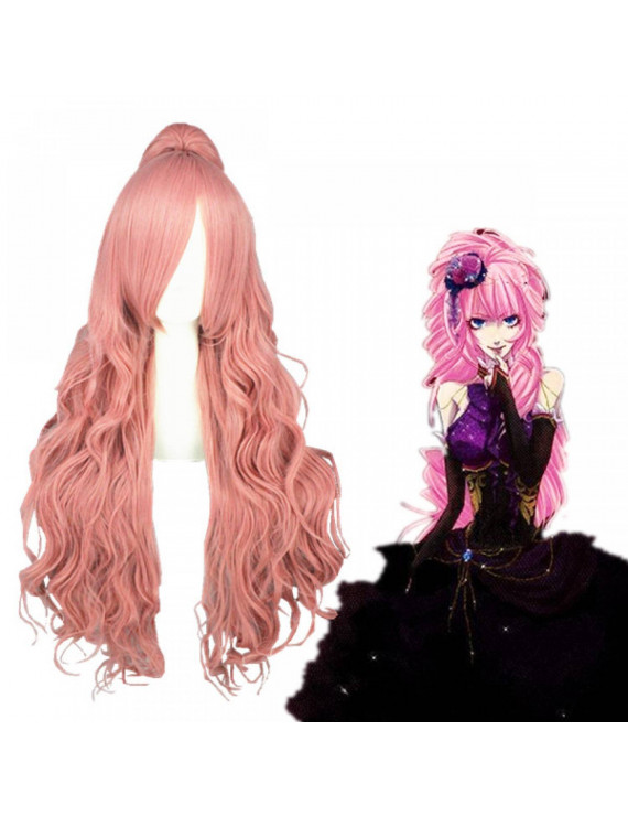 Vocaloid Megurine Luka Long Curly Pink Cosplay Wig