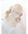 Sweet Lolita Wig Blonde Long Curly Synthetic Hair Party Wig Neat Bangs