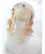 Sweet Lolita Wig Blonde Long Curly Synthetic Hair Party Wig Neat Bangs