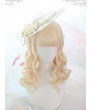 Sweet Lolita Wig Blonde Long Curly Synthetic Hair Party Wig Neat Bangs