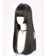 Glassic Lolita Wig Black Long Staight Synthetic Hair Party Wig Hime Cut