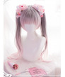 Sweet Lolita Wig Long Curly Gray-pink Gradient Double Ponytail Party Wig with Bangs