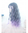 Sweet Lolita Wig Blue-purple Gradient Long Curly Synthetic Hair Wig Neat Bangs