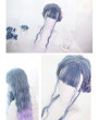 Sweet Lolita Wig Blue-purple Gradient Long Curly Synthetic Hair Wig Neat Bangs