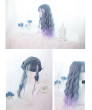Sweet Lolita Wig Blue-purple Gradient Long Curly Synthetic Hair Wig Neat Bangs