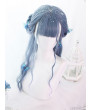 Sweet Lolita Wig Blue-purple Gradient Long Curly Synthetic Hair Wig Neat Bangs