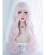 Sweet Lolita Wig Pink Air Bangs Long Curly Synthetic Hair Party Wig