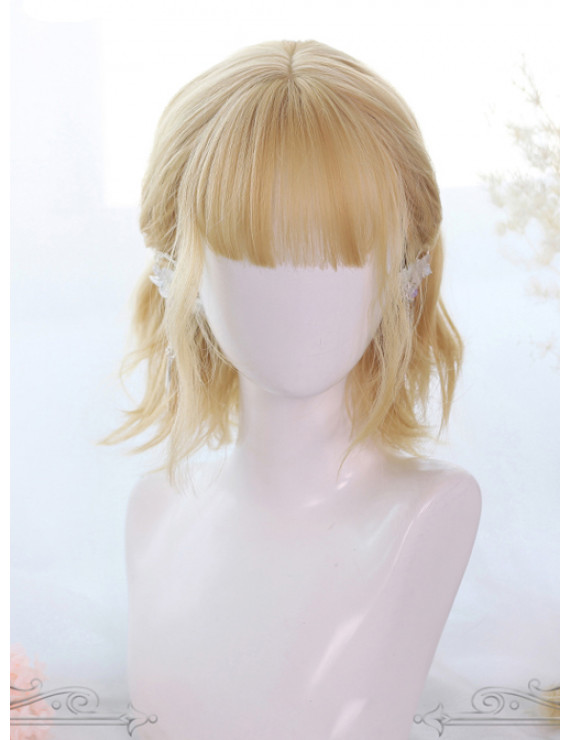 Sweet Lolita Wig Golden Short Slightly Curly Hair Synthetic Wigs