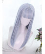 Classic Lolita Wig Pink Long Straight Synthetic Hair Party Wig Neat Bangs