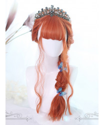 Sweet Lolita Wig Orange Air-bangs Long Curly Synthetic Hair Wig