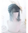 Sweet Lolita Wig Blue Short Curly Bob Hair Party Wig Air Bangs