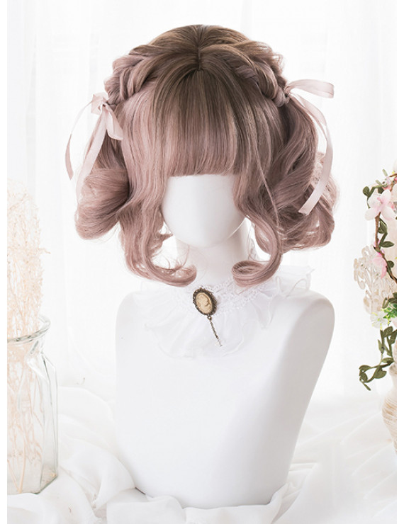 Elegant Classic Lolita Wigs Short Mixed Color Dyed Gradient Bob Party Wig