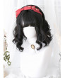 Classic Lolita Wig Black Short Curly Synthetic Hair Party Wig Air Bangs