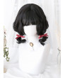 Classic Lolita Wig Black Short Curly Synthetic Hair Party Wig Air Bangs