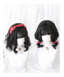 Classic Lolita Wig Black Short Curly Synthetic Hair Party Wig Air Bangs