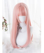 Sweet Lolita Wig Hime Cut Pink Long Straight Hair Wigs Air Bangs