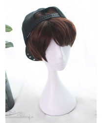 Short Wavy Hair Lolita Wigs Brown Rose And Flower Thorn Series Wig
