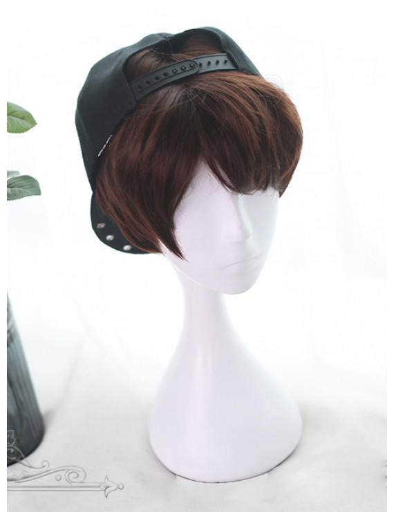 Short Wavy Hair Lolita Wigs Brown Rose And Flower Thorn Series Wig