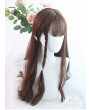 Sweet Lolita Wig Brown Long Curly Synthetic Hair Party Wig Air Bangs