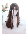 Sweet Lolita Wig Brown Long Curly Synthetic Hair Party Wig Air Bangs