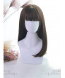 Sweet Lolita Wig Hime Cut Medium Long Straight Hair Wigs ( Black Gray Brown )
