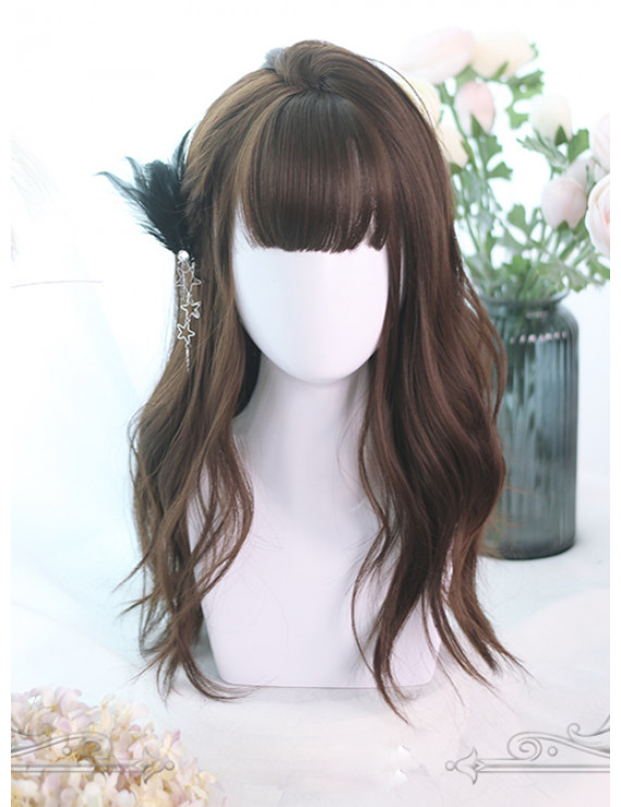 Sweet Lolita Wig Chocolate Color Large Wave Curly Long Synthetic Hair Wigs