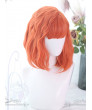 Sweet Lolita Wig Orange Medium Curly Bob Hair Party Wig Air Bangs