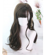 Classic Lolita Wig Brown Long Curly Synthetic Hair Party Wig Air Bangs