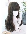 Classic Lolita Wig Brown Long Curly Synthetic Hair Party Wig Air Bangs