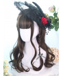 Classic Lolita Wig Brown Long Curly Synthetic Hair Party Wig Air Bangs