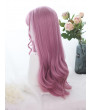 Sweet Lolita Wig Pink Long Curly Synthetic Hair Party Wig Air Bangs