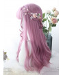 Sweet Lolita Wig Pink Long Curly Synthetic Hair Party Wig Air Bangs