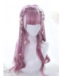 Sweet Lolita Wig Pink Long Curly Synthetic Hair Party Wig Air Bangs