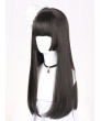 Sweet Lolita Wig Long Straight Hair Black Synthetic Hair Wig Hime Cut Bangs