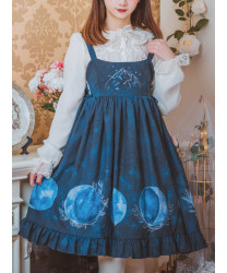 Daily Dark Blue Sling Lolita Dress Lunar Eclipse Series Classic Dress