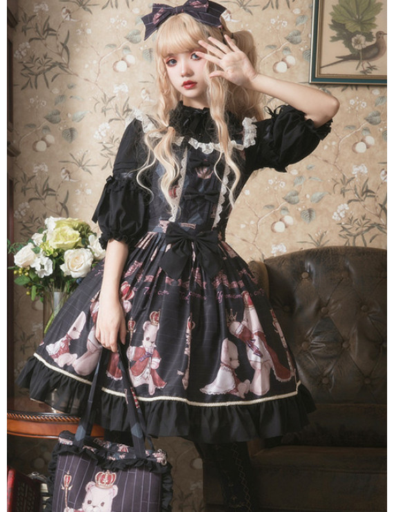 Classic Lolita Sling Dress Light Coronation Bear Series JSK Chiffon Party Dress