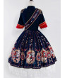 Winter Lolita Dress Light Blue Long Sleeve The Gallery Series OP Printing Dress