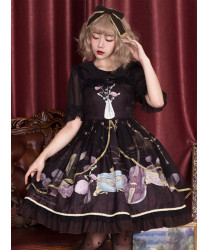 Classic Lolita Sling Dress Old Time Dream Series Retro Printing JSK Lolita Dress