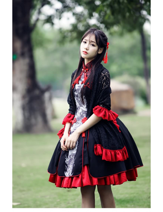 Chinese Wind Lolita Dresses Autumn and Winter Retro Style Lolita Daily Dresses Princess Cosplay Costumes