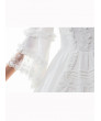 Classic Lolita Wedding Dress Pure White Retro Gorgeous Three Quarter Sleeve White Dress