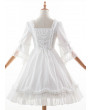 Classic Lolita Wedding Dress Pure White Retro Gorgeous Three Quarter Sleeve White Dress