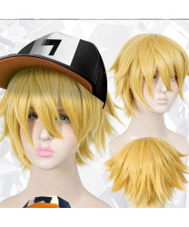 Aotu World King Short Golden Synthetic Cosplay Hair Wig