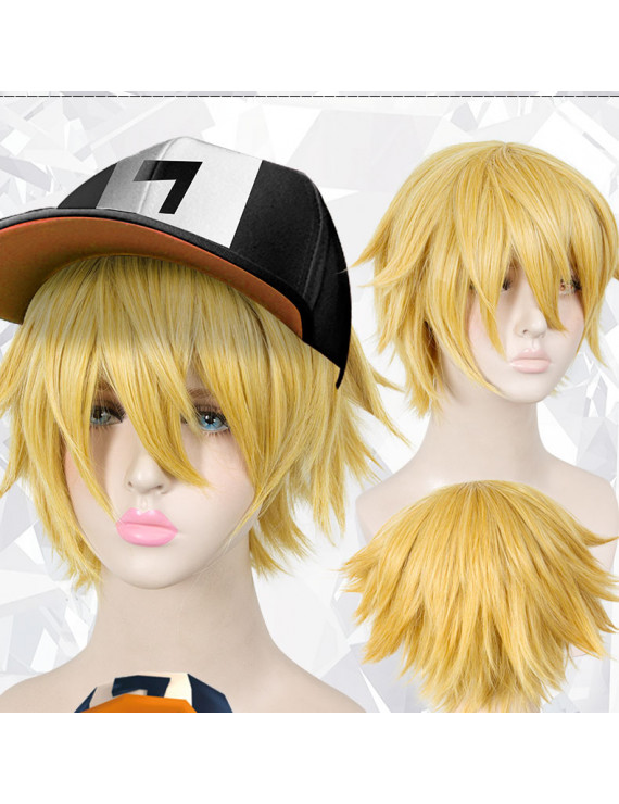 Aotu World King Short Golden Synthetic Cosplay Hair Wig