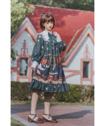 Sweet Lolita Dresses Long Sleeve Detective Bear OP Dress